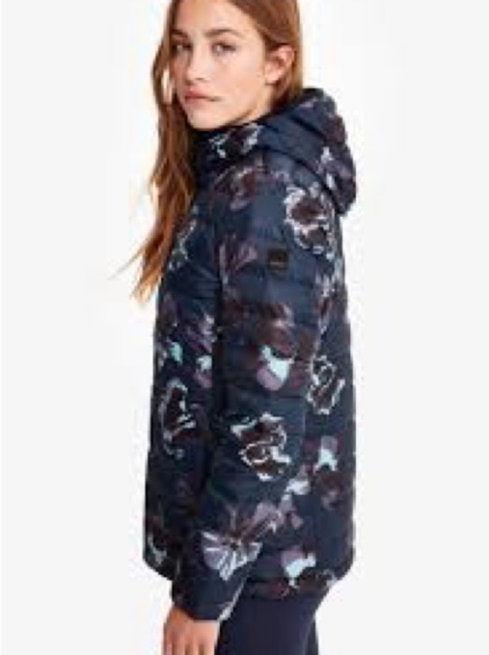Lole Dark Navy Floral Hooded Puffer Jacket